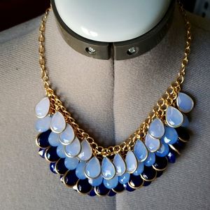 Charming Charlie's Blue and Gold Teardropes Necklace